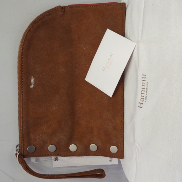 Hammitt WRISTLET Handbag Clutch Richard Arches Buffed Brown Tan Cognac Purse NEW
